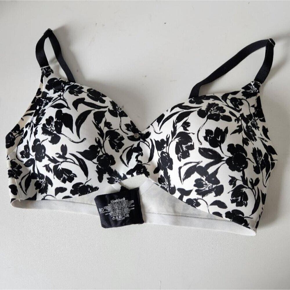 LA VIE EN ROSE | Sleekback Wireless Bra Floral Black White Sz 38D
